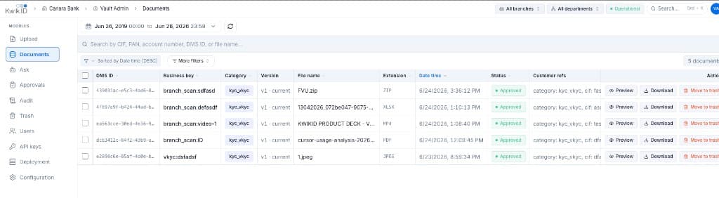 Kwik Vault documents list
